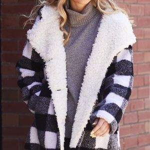 Plaid Hooded Sherpa Jacket